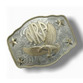 Rectangular Custom Trophy Buckle w/ Stars